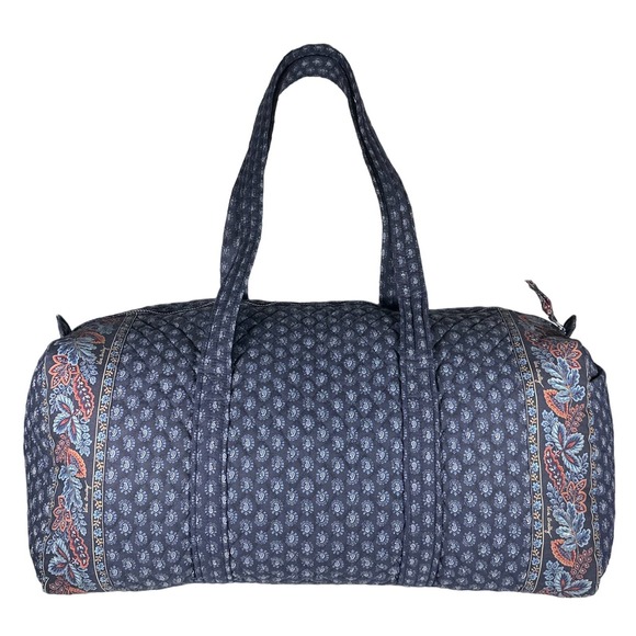 Vera Bradley Handbags - Vera Bradley Vintage 1998 Classic Navy Extra Large Duffel Travel Tote Bag